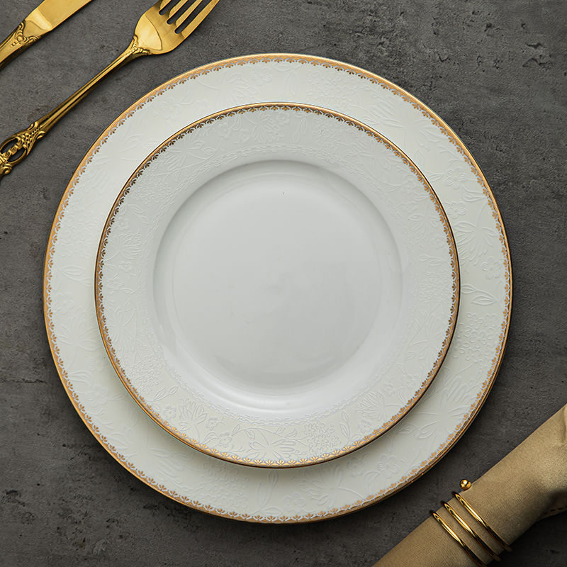 Gold Plated Cutlery - Yaratıcı altın kaplama çiçek kemik çin