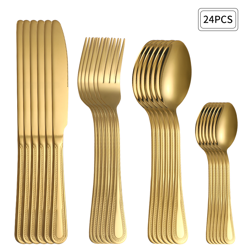 Gold Plated Cutlery - 24 Parça Paslanmaz Çelik Altın Çatal