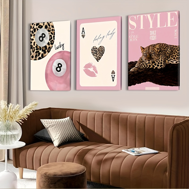 Luxury Lifestyle Photography - 3 adet Leopar Çita Kanvas Tablo