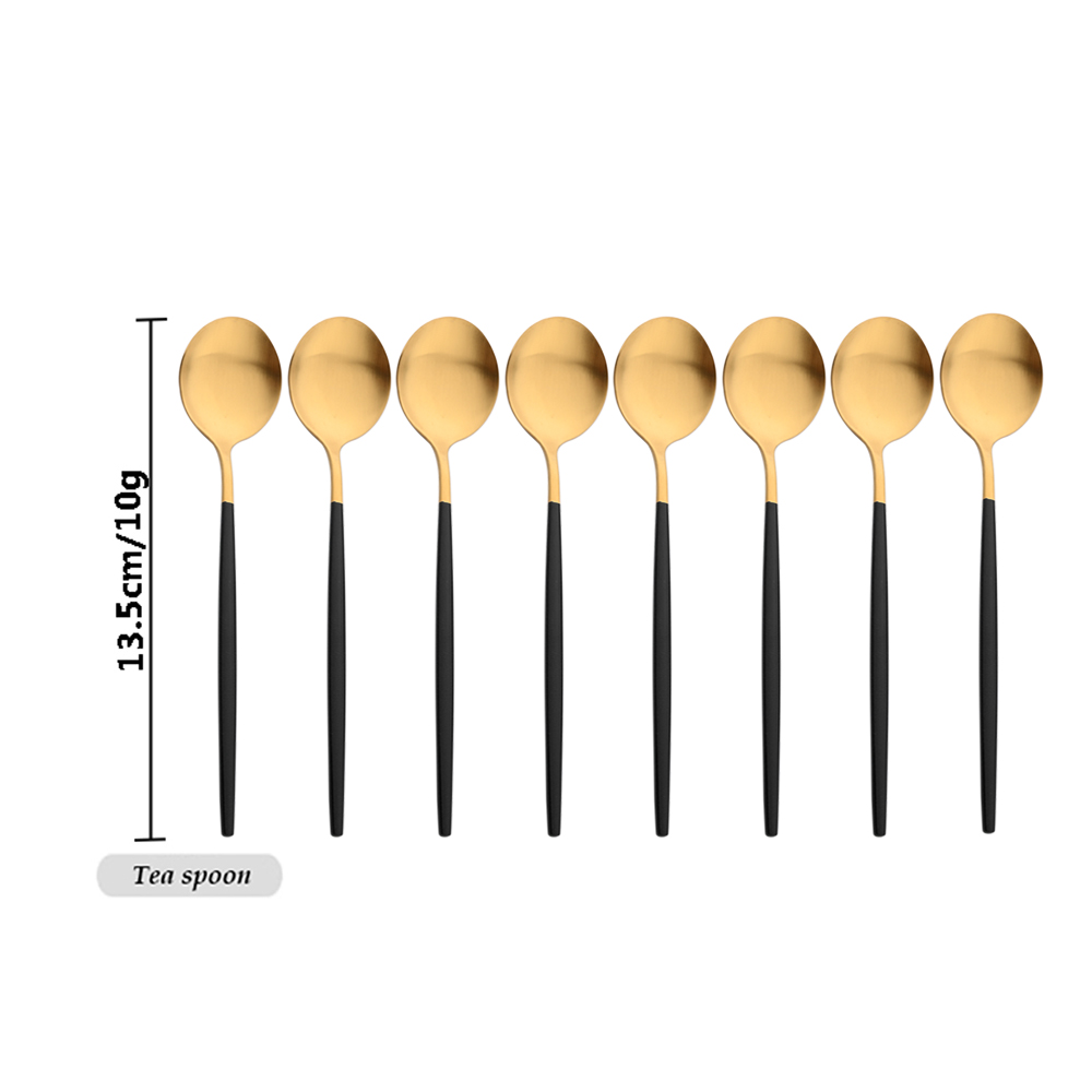 Gold Plated Cutlery - Drmfiy Siyah Saplı Altın Kahve sofra