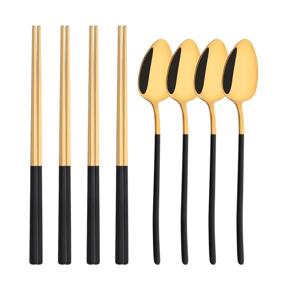 Gold Plated Cutlery - Kore 8 adet sofra seti yüksek